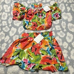 Show Me Your MuMu skirt and top floral outfit